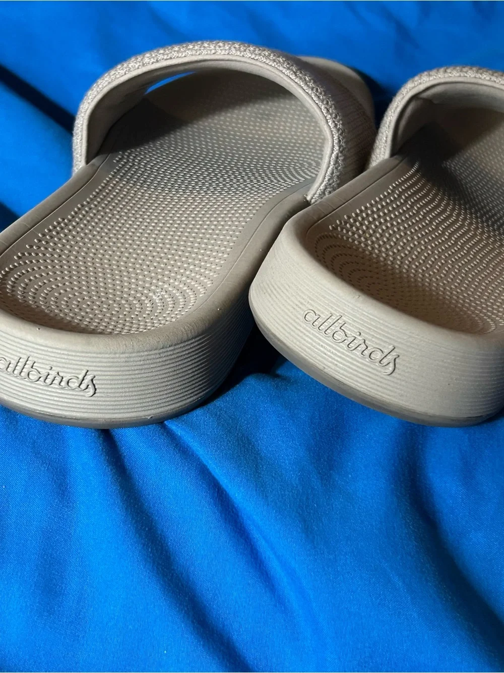 Allbirds Sugar Slides — Taupe/Stone — Size 9